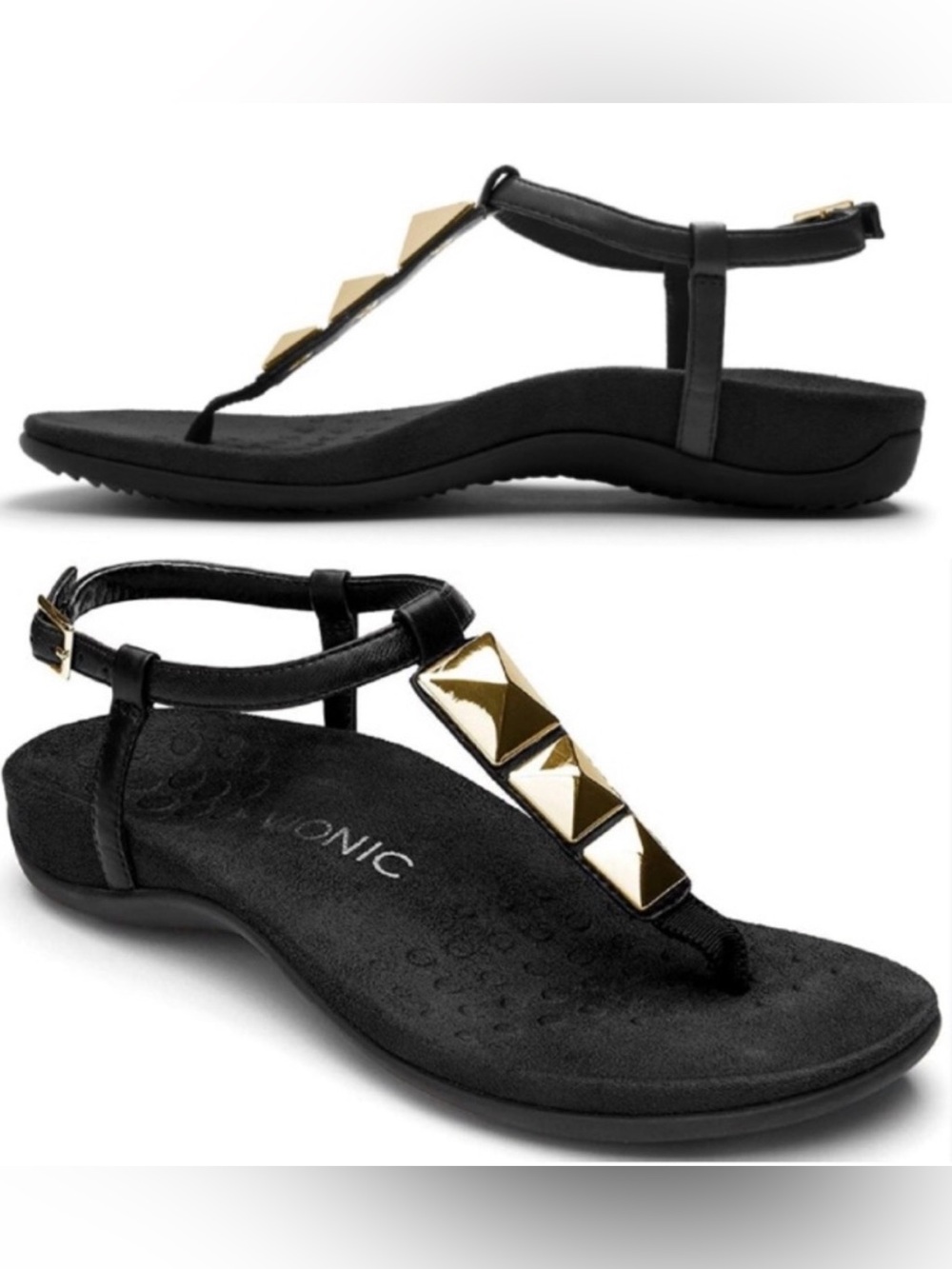 Vionic Nala T-strap studded leather sandals
